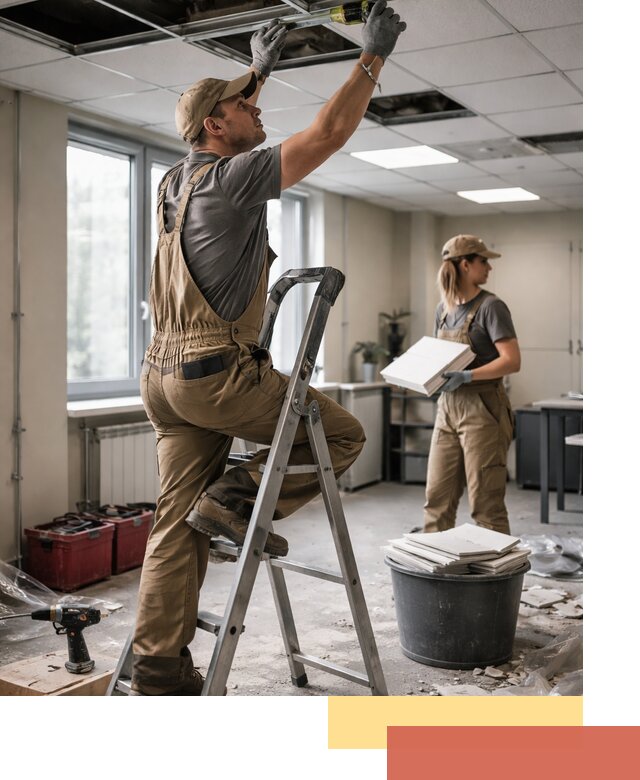 Ремонт потолка Армстронг и замена плит в Бирске