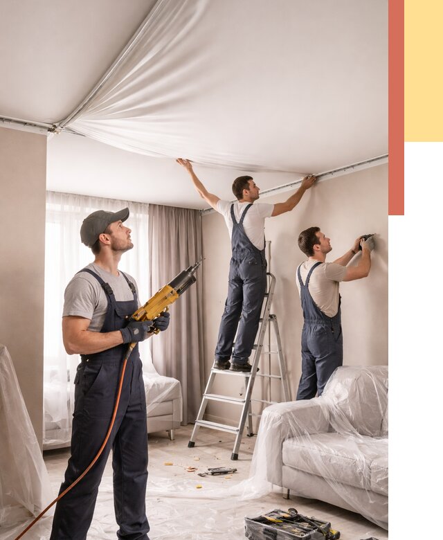 Установка натяжного потолка в Бирске от 4677 руб. | Быстро и недорого — ОТДЕЛОЧНИК-Брк