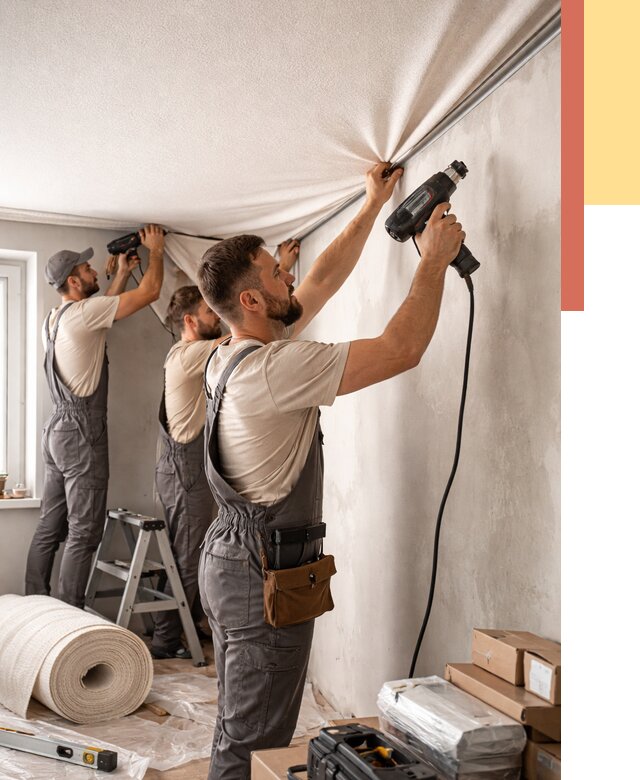 Монтаж фактурного натяжного потолка в Бирске от 780 руб. — ОТДЕЛОЧНИК-Брк