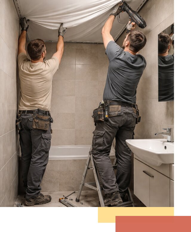 Монтаж натяжного потолка в ванной в Бирске быстро и качественно