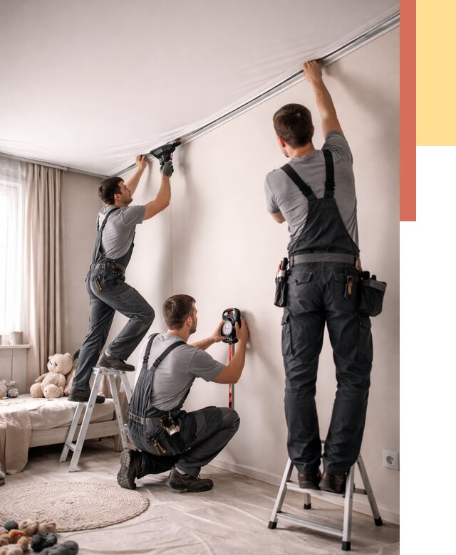 Монтаж натяжного потолка в детской в Бирске от 3638 руб. — быстро и недорого | ОТДЕЛОЧНИК-Брк