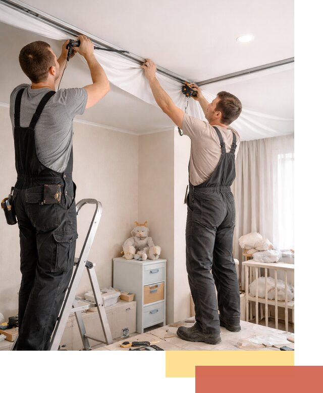 Монтаж натяжного потолка в детской комнате в Бирске