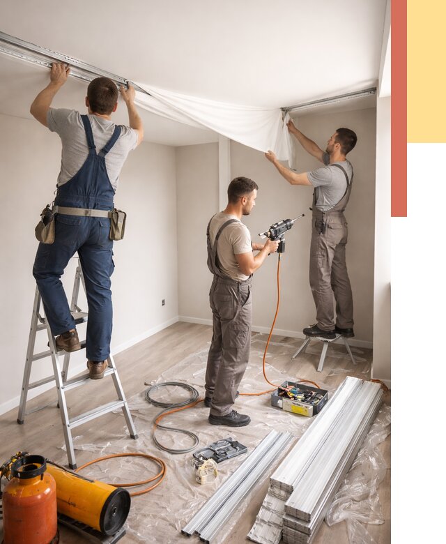 Монтаж натяжного потолка в студии в Бирске от 5717 руб. — быстро и недорого | ОТДЕЛОЧНИК-Брк