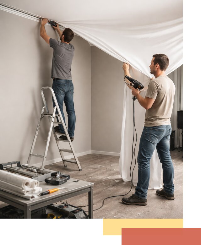 Монтаж натяжного потолка в студии в Бирске