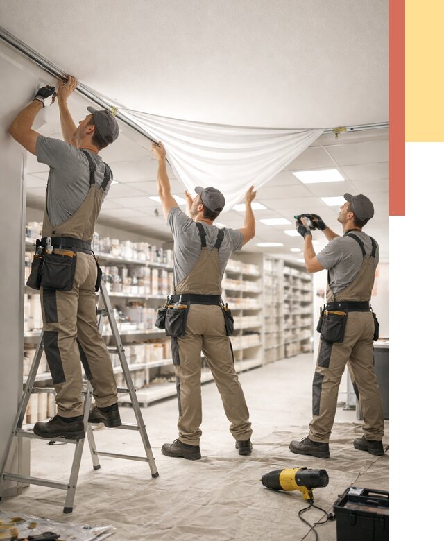 Монтаж натяжного потолка в магазине в Бирске от 4677 руб. быстро и недорого | ОТДЕЛОЧНИК-Брк