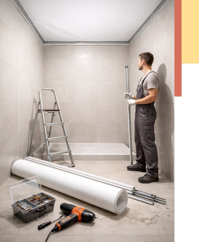 Монтаж натяжного потолка в санузле в Бирске от 1923 руб. — ОТДЕЛОЧНИК-Брк