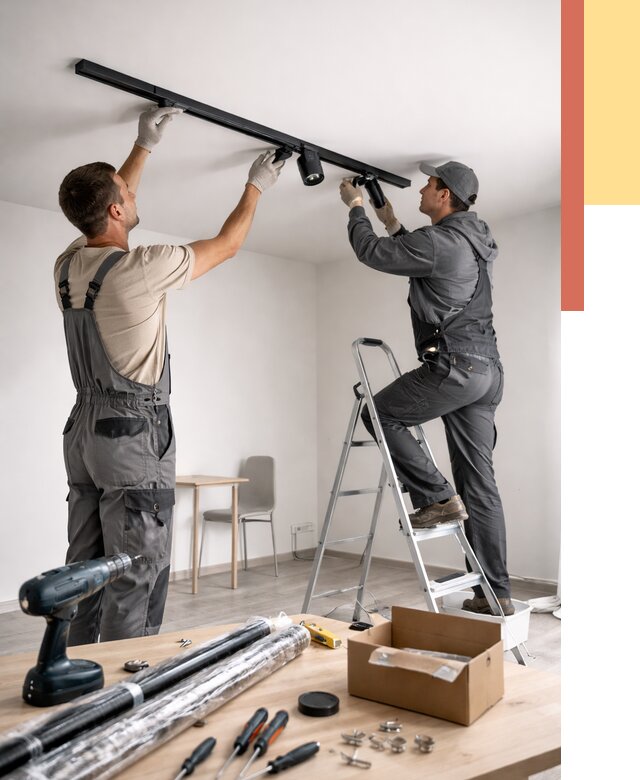 Установка трековых светильников в натяжной потолок в Бирске от 4365 руб. | ОТДЕЛОЧНИК-Брк