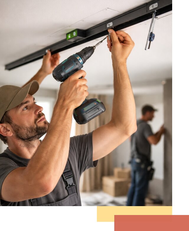 Установка трековых светильников в натяжной потолок в Бирске