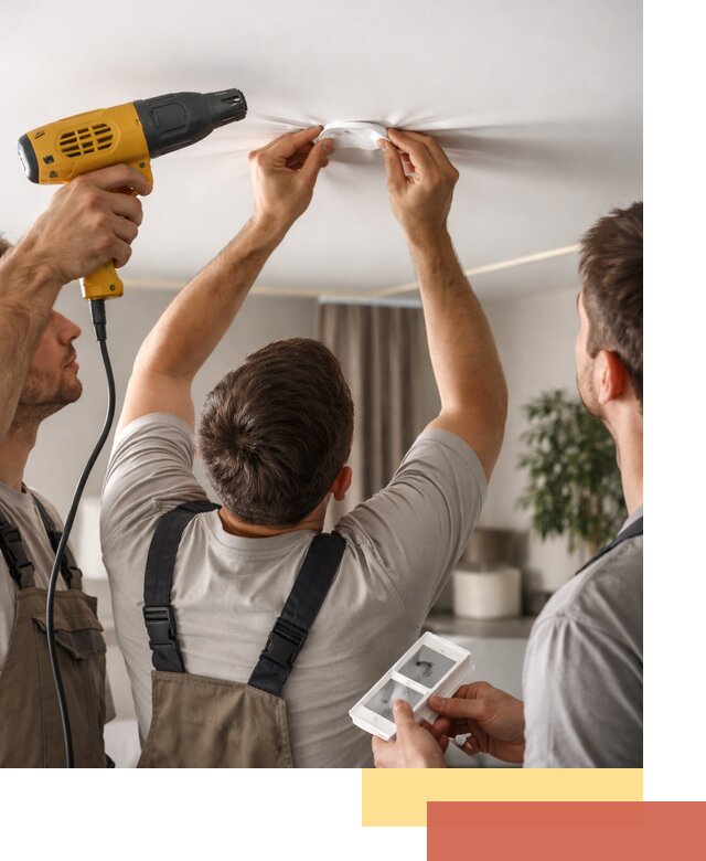 Ремонт прокола полотна натяжного потолка в Бирске