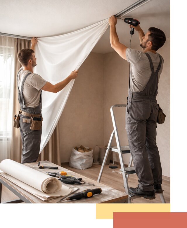 Замена полотна натяжного потолка в Бирске быстро и качественно