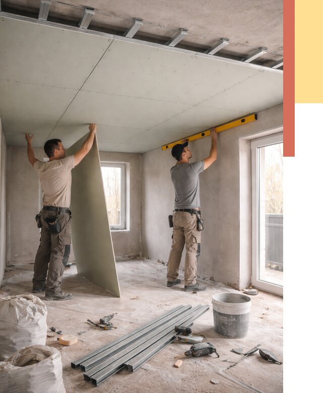 Одноуровневый потолок из гипсокартона в Бирске от 780 руб. — монтаж под ключ | ОТДЕЛОЧНИК-Брк