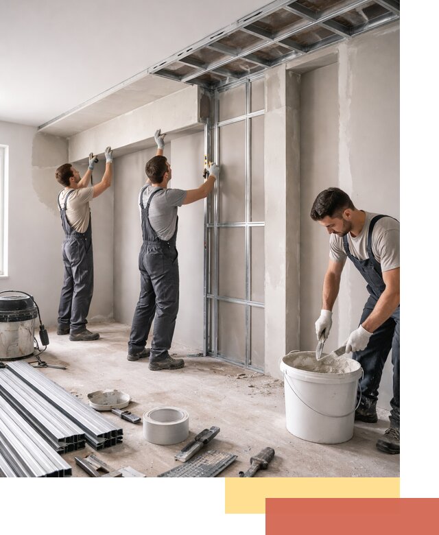 Монтаж потолка из гипсокартона с нишей в Бирске