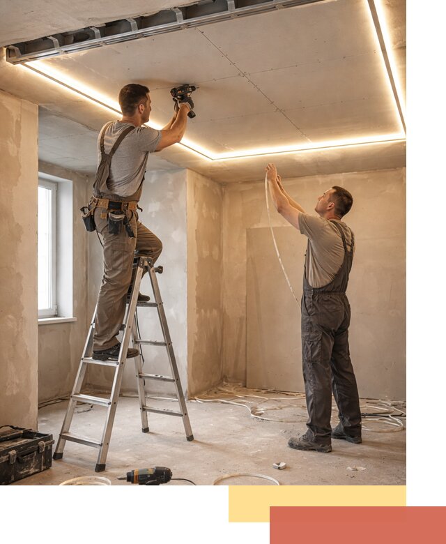 Потолок из гипсокартона с подсветкой в Бирске