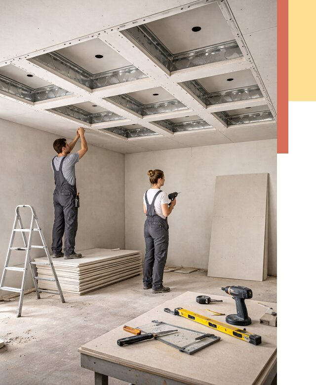 Кессонный потолок из гипсокартона в Бирске от 1923 руб. — монтаж и под ключ | ОТДЕЛОЧНИК-Брк