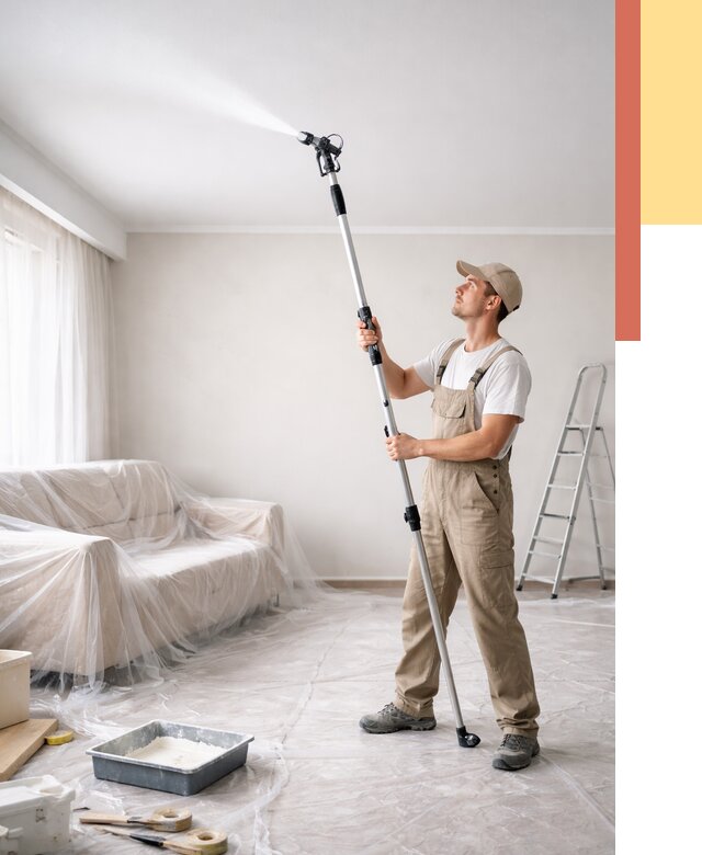 Покраска потолка краскопультом в Бирске от 4677 руб. быстро и недорого | ОТДЕЛОЧНИК-Брк