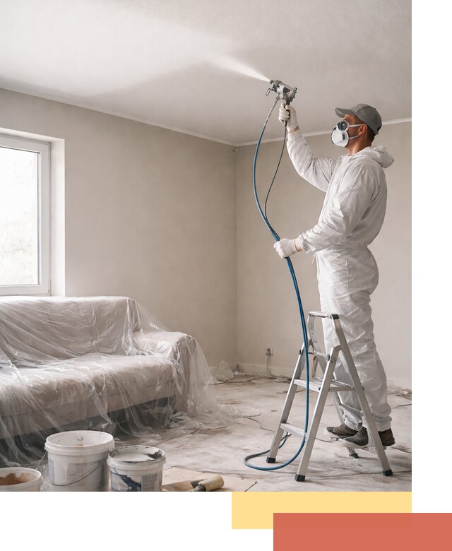 Покраска потолка краскопультом в Бирске быстро и качественно