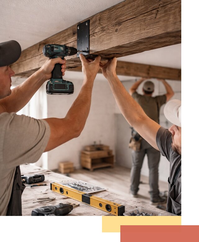 Монтаж декоративных потолочных балок в Бирске